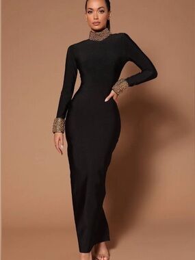 Fashion nova Cleo embellished bandage maxi dress